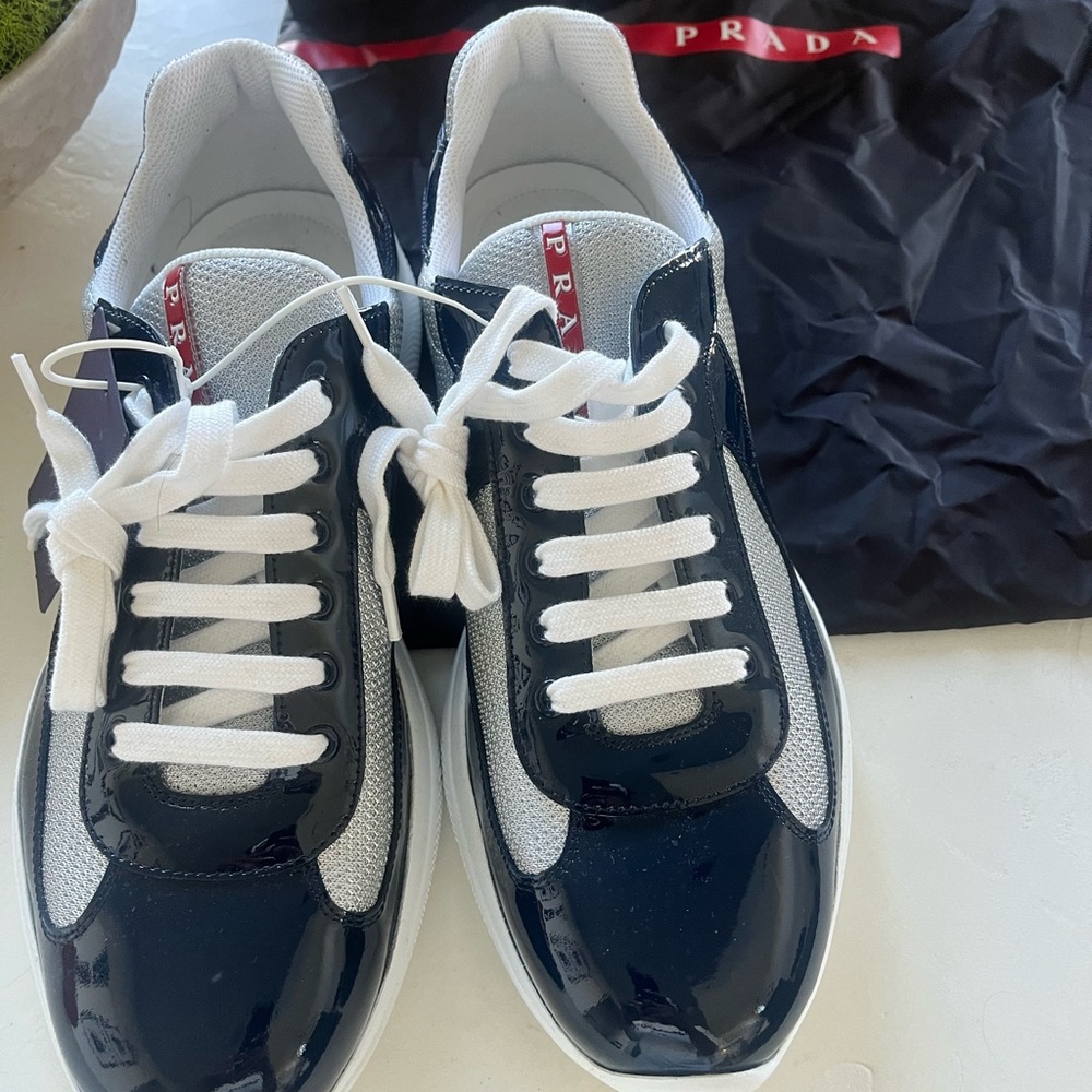Navy Blue Prada Sneakers